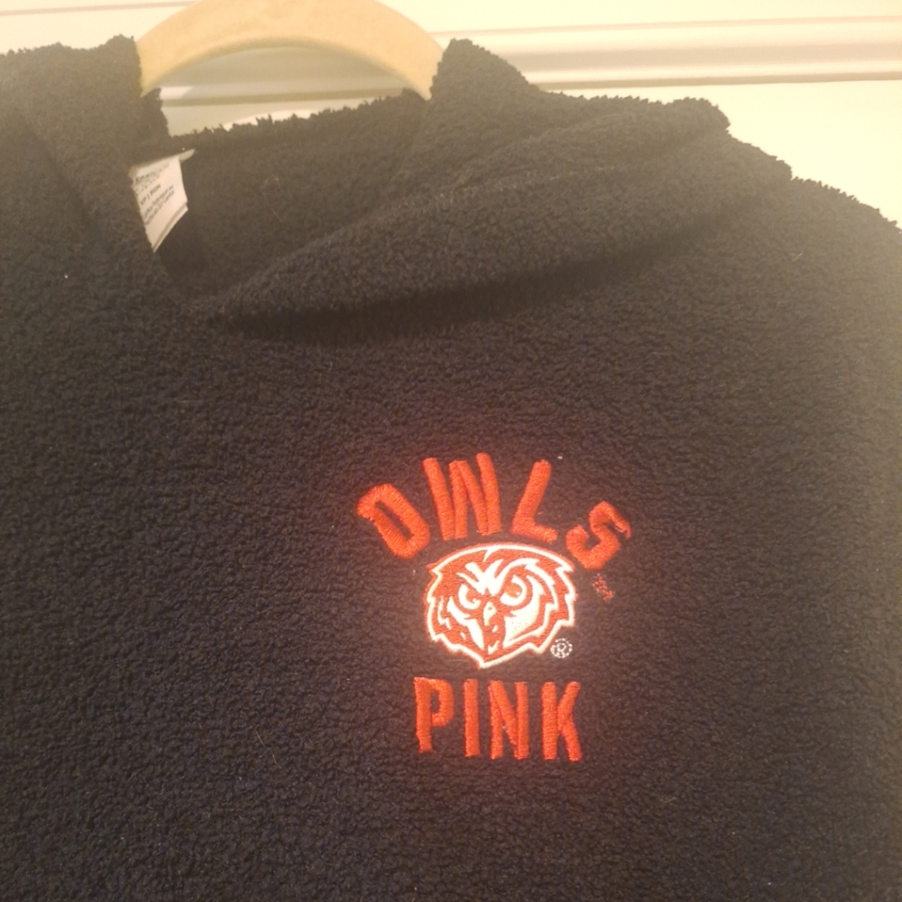 Victoria's secret Pink Temple owls Black hoodie sweatshirt pullover extra small